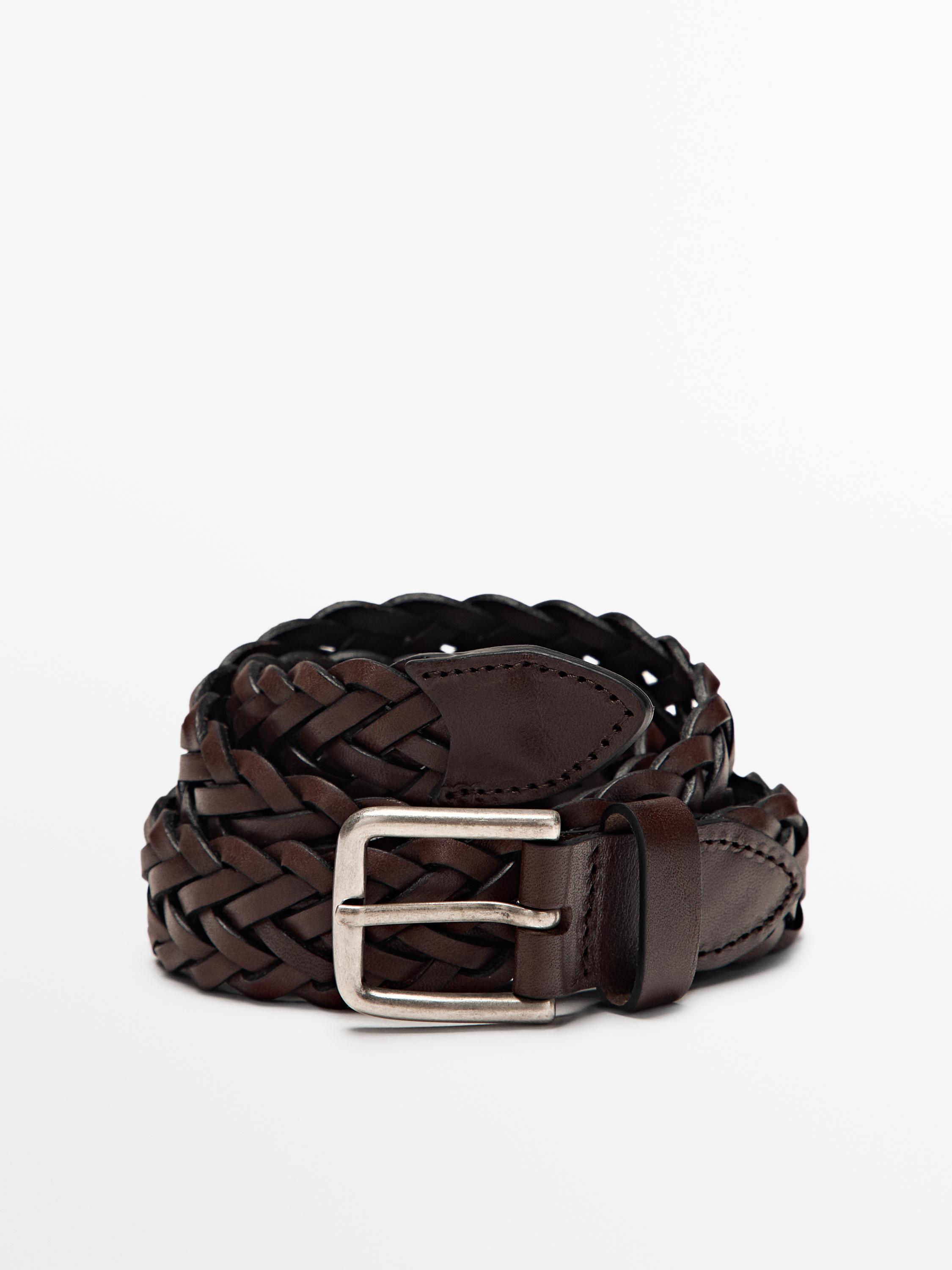 Ceinture tressée en cuir nappa